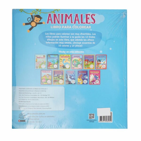 Libro Animales Libro Para Colorear + Acuarelas Y Pincel SILVER DOLPHIN 15 Páginas - Imagen 2
