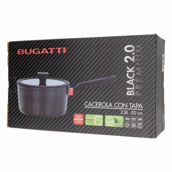 Cacerola Inducción Con Tapa De Vidrio 2,8 L BUGATTI 20 Cm - Imagen 4