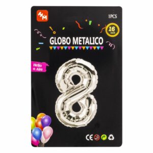 Globo Aluminio Plata N8 IMPORTADORA CUMPLEAÑOS 16"