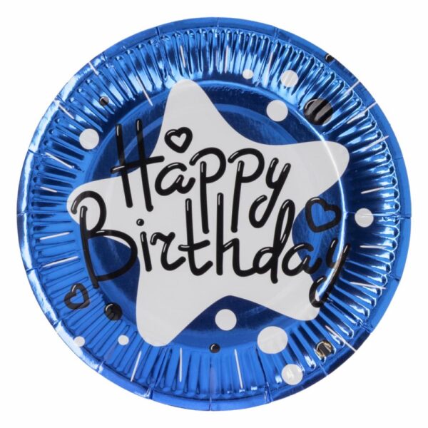 Plato 7"Azul Happy Brithday IMPORTADORA CUMPLEAÑOS X10 unidades - Imagen 2
