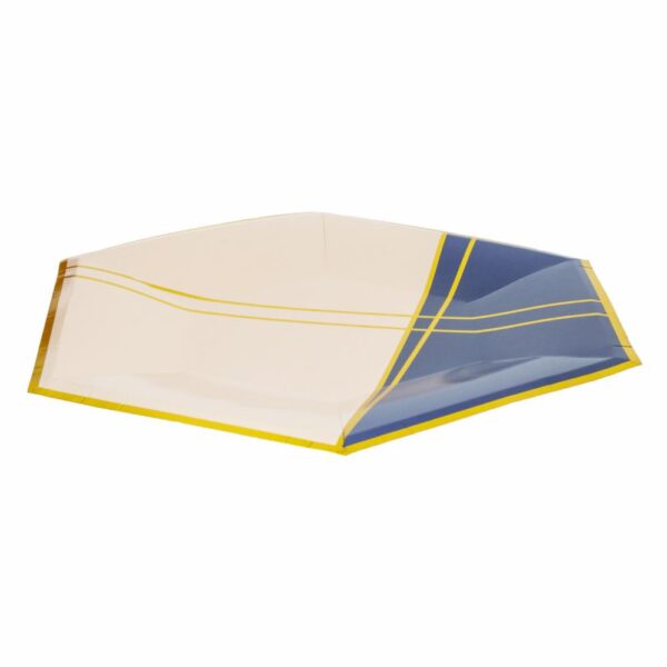 Plato Azul Con Dorado 26 Cm IMPORTADORA CUMPLEAÑOS X 10 Uds