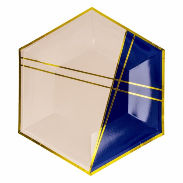 Plato Azul Con Dorado 26 Cm IMPORTADORA CUMPLEAÑOS X 10 Uds - Imagen 2