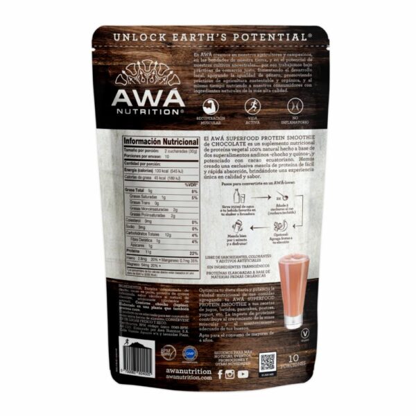 Proteína En Polvo Superfood Sabor A Chocolate AWA NUTRITION 300 g - Imagen 3
