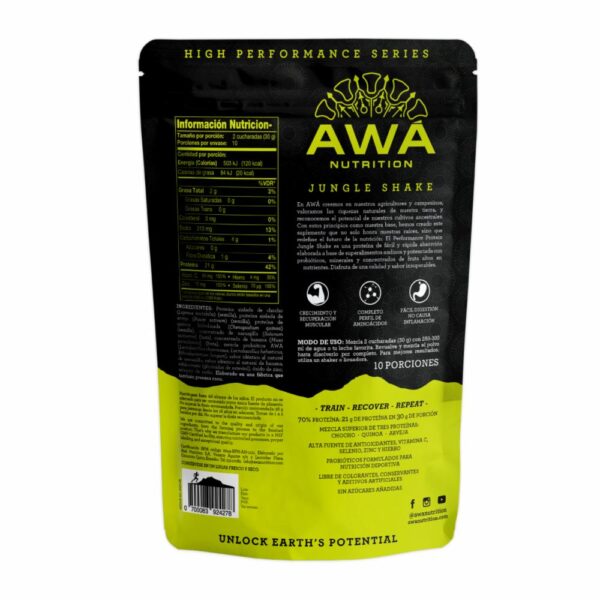 Proteína En Polvo Performance Protein Banana Naranjilla Jungle Shake AWA NUTRITION 300 g - Imagen 3