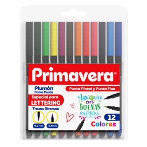 Marcadores Doble Punta Pincel+Fina PRIMAVERA X 12 Uds