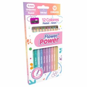 Lápices De Colores Triangular Pastel Uni Punta FLOWER POWER X 12 Uds