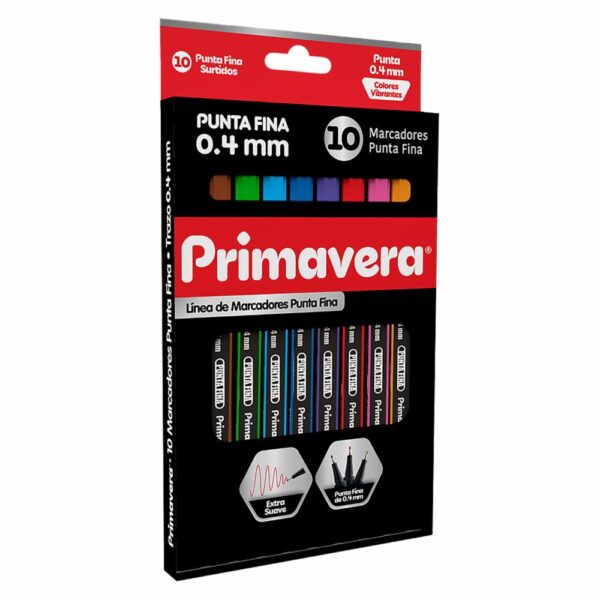 Marcadores Punta Fina Black PRIMAVERA X 10 Uds - Imagen 2