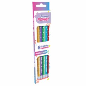 Lápiz HB Negro FLOWER POWER X 6 Uds