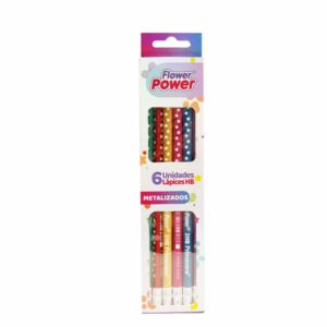 Lápiz HB Negro FLOWER POWER X 6 Uds