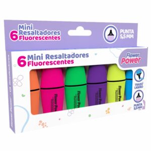 Resaltadores Neón Mini FLOWER POWER X6 Uds