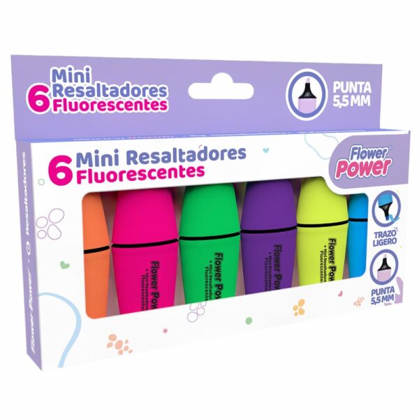 Resaltadores Neón Mini FLOWER POWER X6 Uds