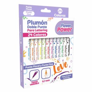 Plumón Punta Pincel Y Punta Fina FLOWER POWER X 24 Uds
