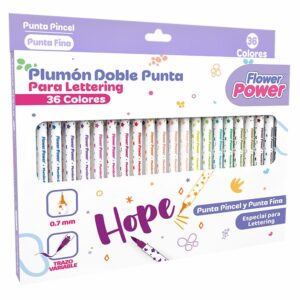 Plumón Punta Pincel Y Punta Fina FLOWER POWER X 36 Uds