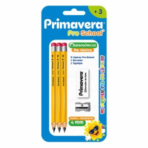 Set Escolar 3 Lápiz Sacapuntas Y Borrador PRIMAVERA X5 Uds