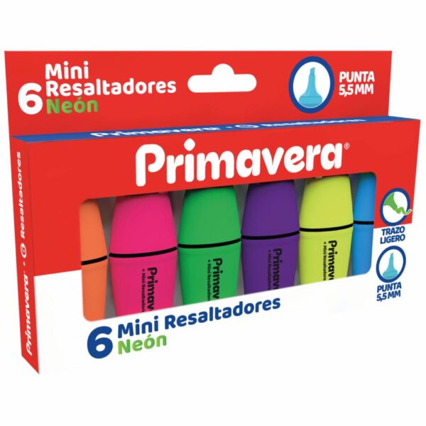 Resaltadores Mini Neón PRIMAVERA X 6 Uds