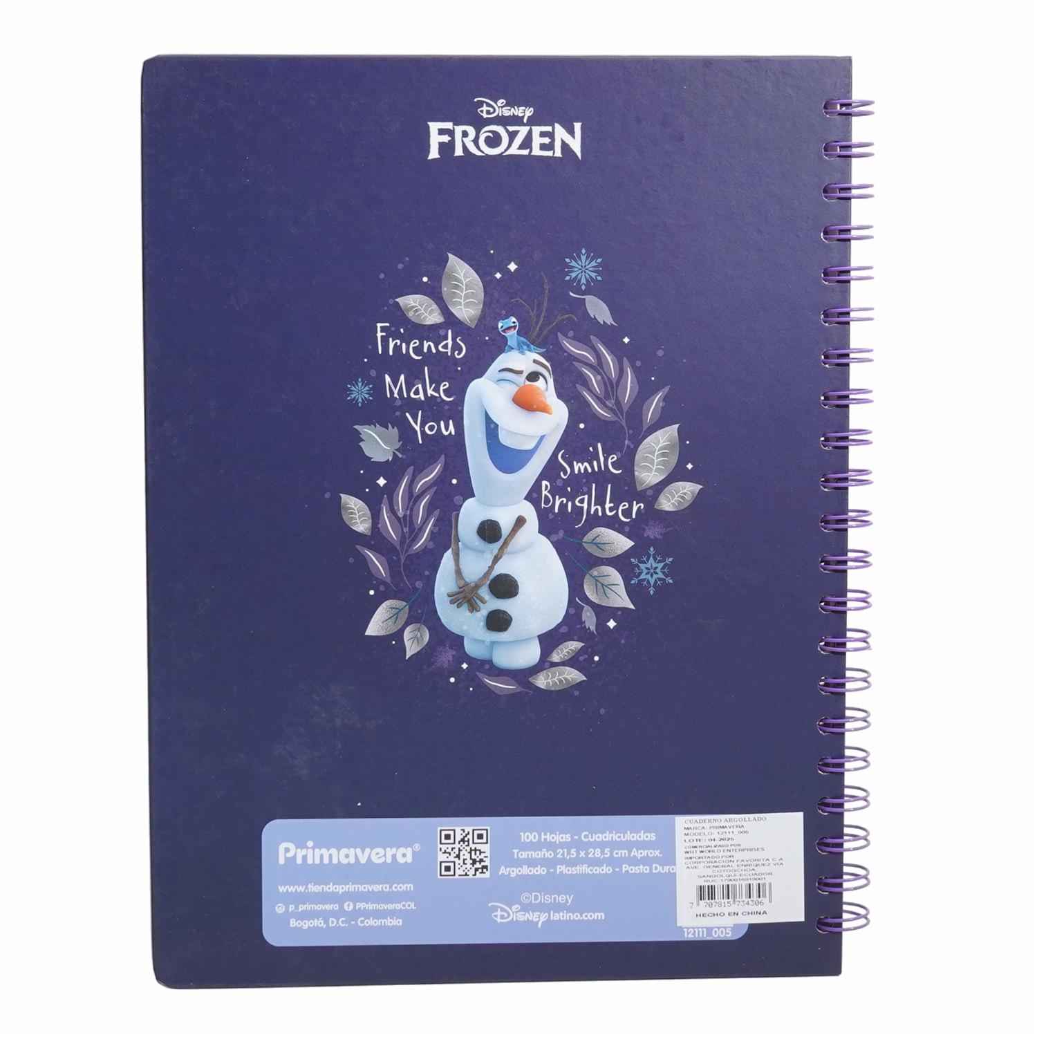 Cuaderno Argollado Cuadros Frozen 2 PRIMAVERA 100 Hojas - Imagen 2