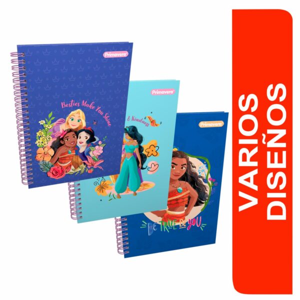Cuaderno Argollado Cuadros Princesas PRIMAVERA 100 Hojas