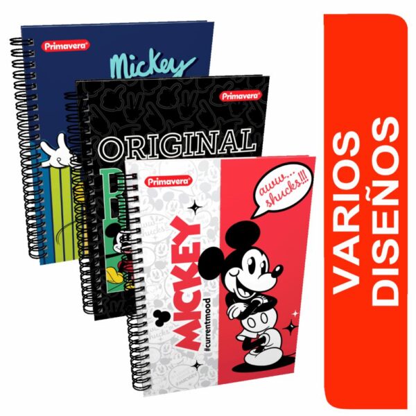 Cuaderno Argollado Cuadros Mickey Mouse PRIMAVERA 100 Hojas
