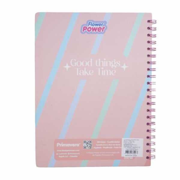 Cuaderno Argollado Cuadros Universitario FLOWER POWER 100 Hojas - Imagen 2
