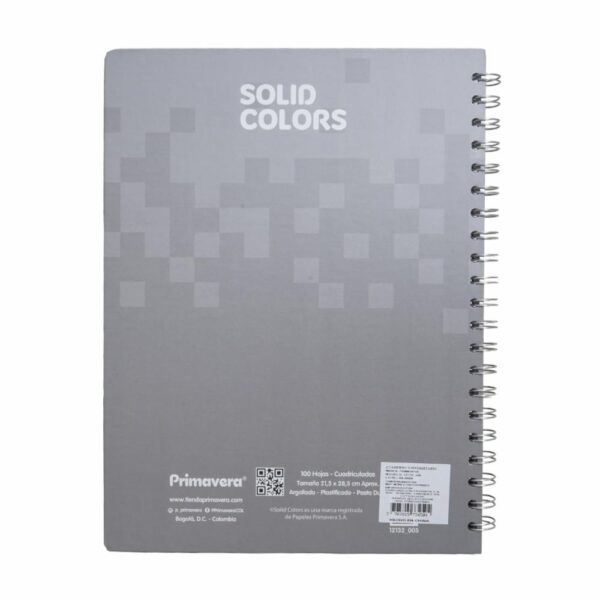 Cuaderno Argollado Cuadros Solid Colors PRIMAVERA 100 Hojas - Imagen 6