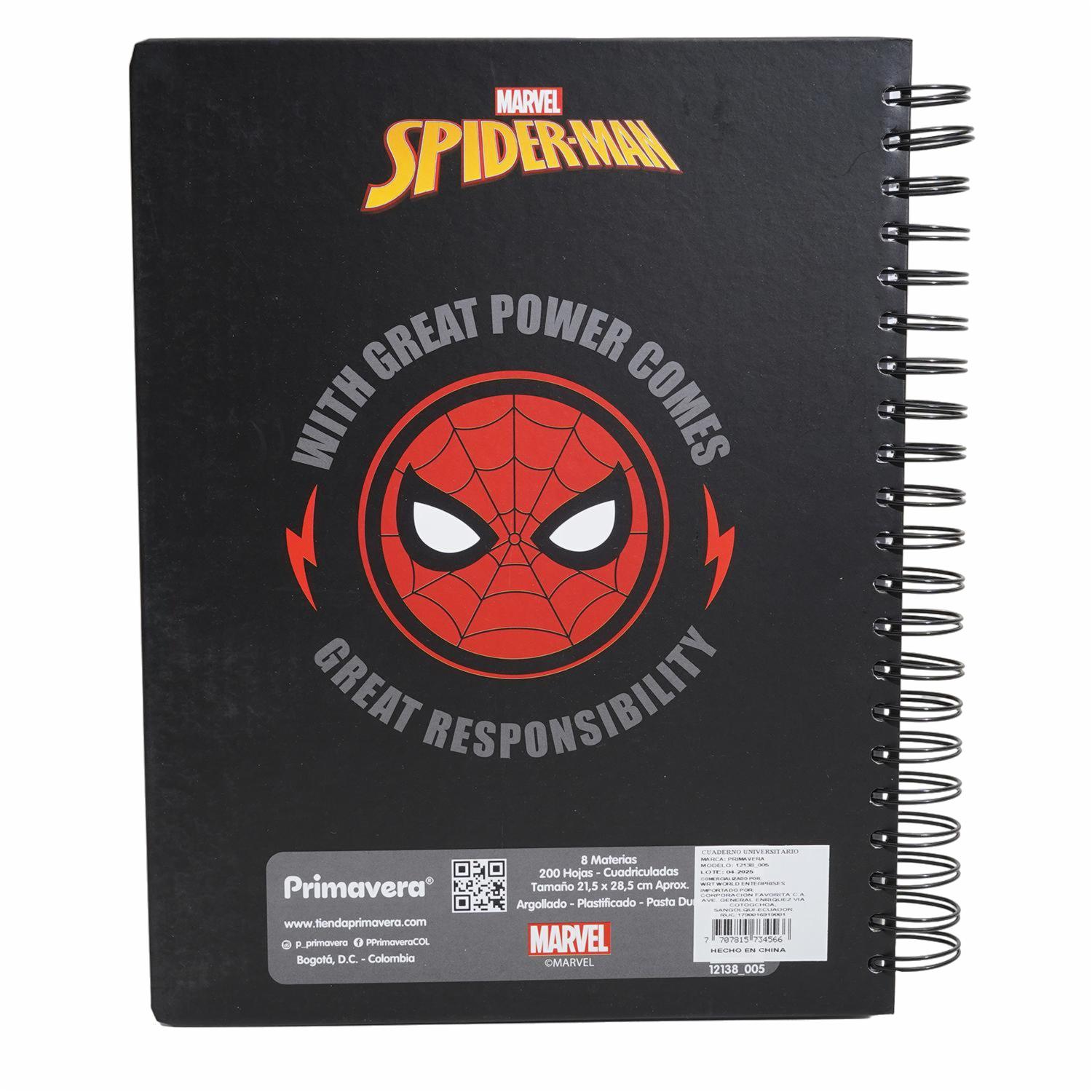 Cuaderno Argollado Cuadros Marvel PRIMAVERA 200 Hojas - Imagen 2