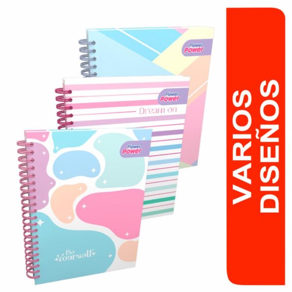Cuaderno Argollado Cuadros Universitario FLOWER POWER 200 Hojas
