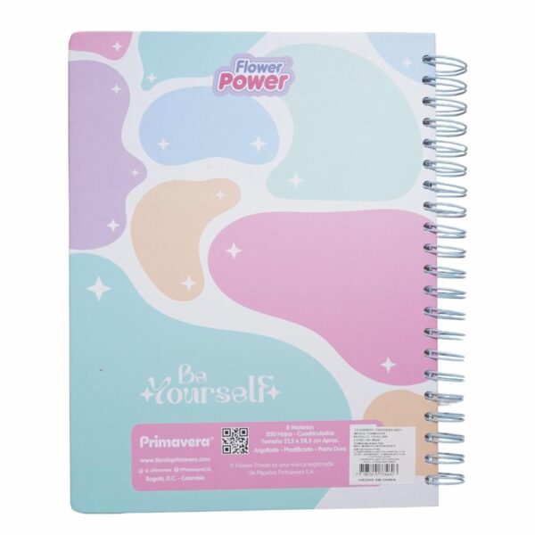 Cuaderno Argollado Cuadros Universitario FLOWER POWER 200 Hojas - Imagen 2