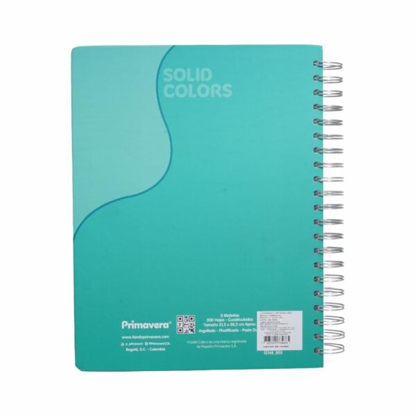 Cuaderno Argollado Cuadros Solid Colors PRIMAVERA 200 Hojas - Imagen 5