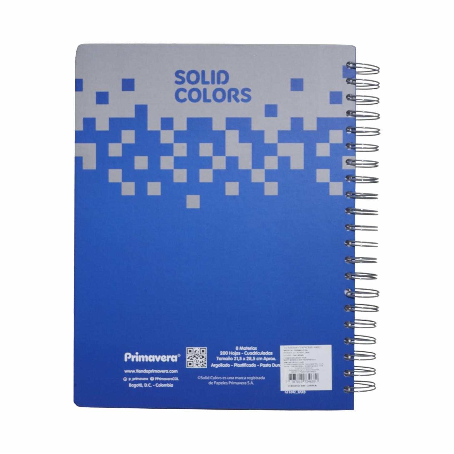 Cuaderno Argollado Cuadros Solid Colors PRIMAVERA 200 Hojas - Imagen 2