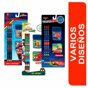Set Escolar 3 Lápiz Sacapuntas Y Borrador PRIMAVERA X5 Uds