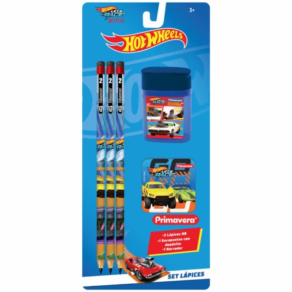 Set Escolar 3 Lápiz Sacapuntas Y Borrador PRIMAVERA X5 Uds - Imagen 2