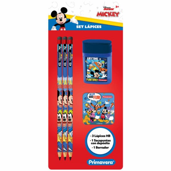 Set Escolar 3 Lápiz Sacapuntas Y Borrador PRIMAVERA X5 Uds - Imagen 3