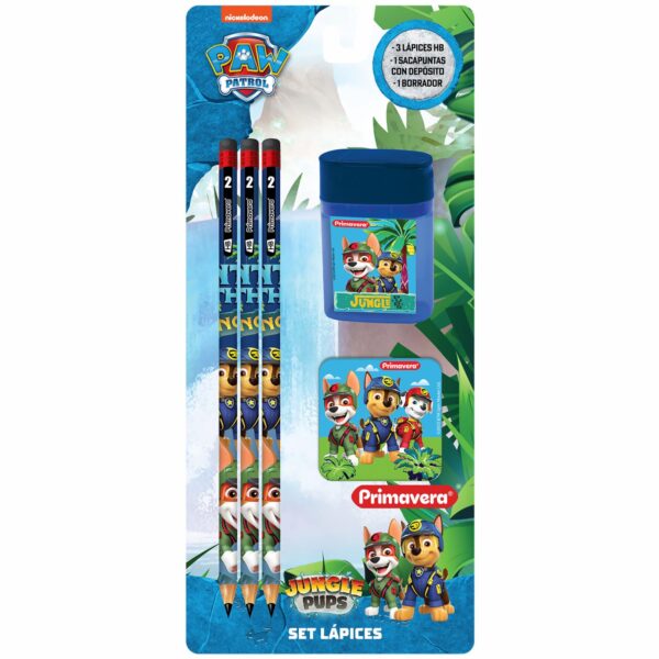 Set Escolar 3 Lápiz Sacapuntas Y Borrador PRIMAVERA X5 Uds - Imagen 4