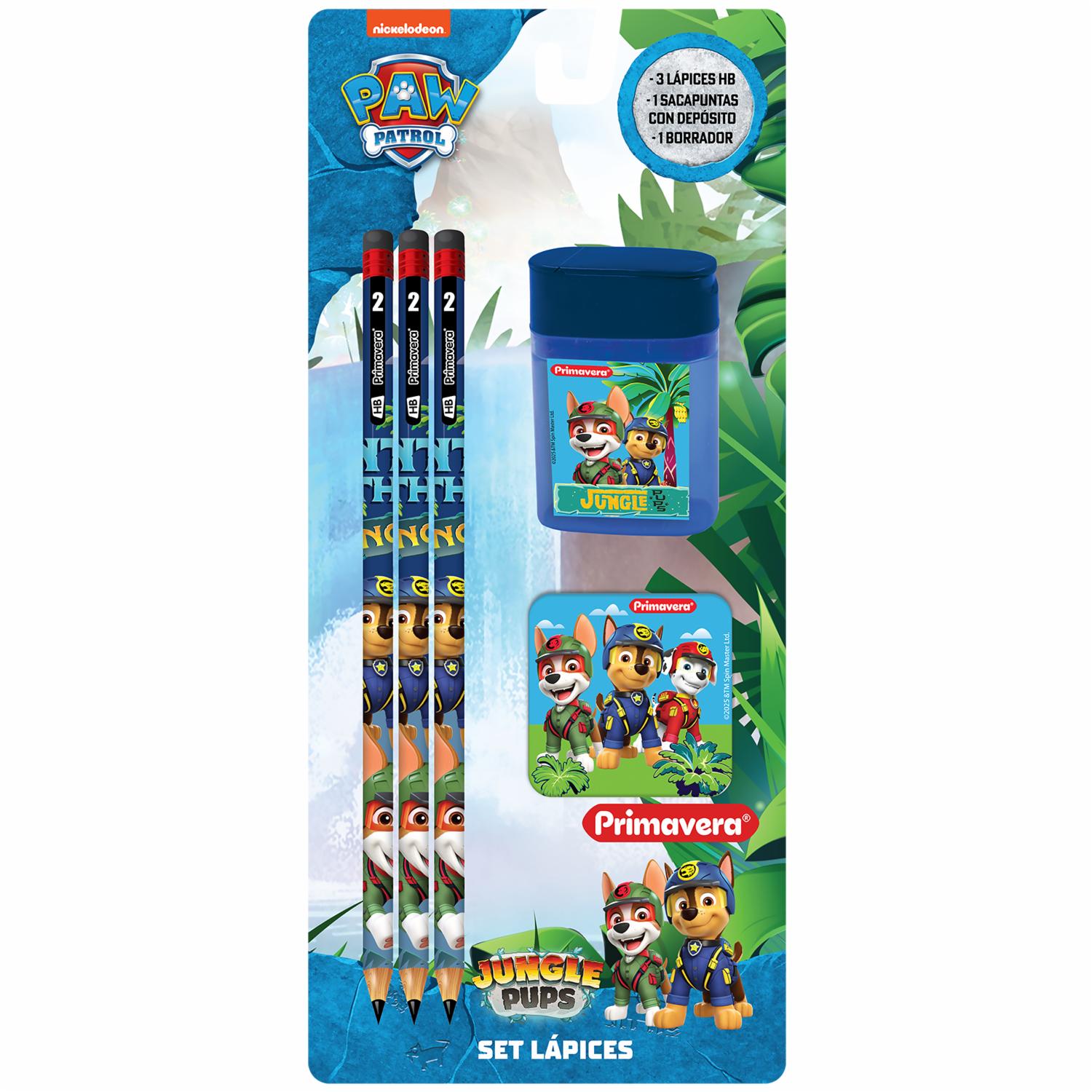 Set Escolar 3 Lápiz Sacapuntas Y Borrador PRIMAVERA X5 Uds - Imagen 4