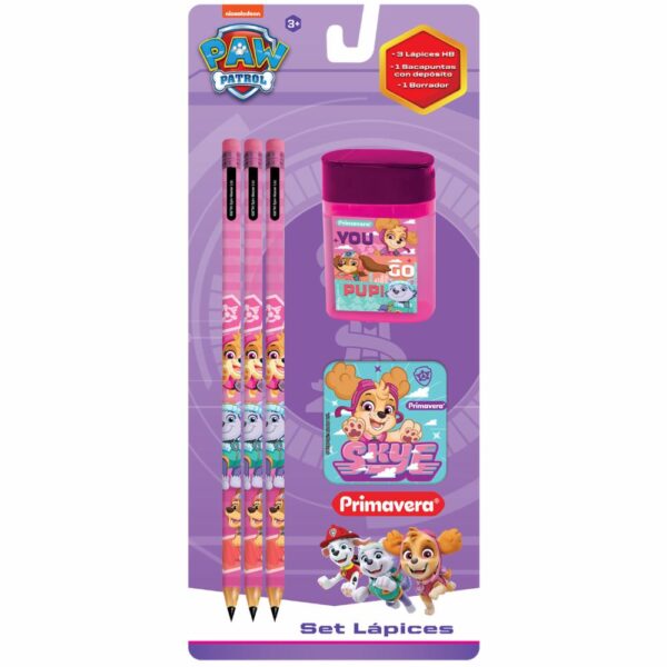 Set Escolar 3 Lápiz Sacapuntas Y Borrador PRIMAVERA X5 Uds - Imagen 4