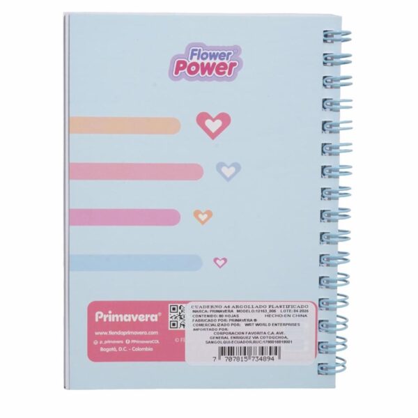 Cuaderno Argollado Cuadros Diseños Surtidos PRIMAVERA 80 Hojas - Imagen 2