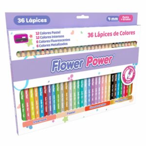 Lápices De Colores Punta Gruesa FLOWER POWER X 36 Uds