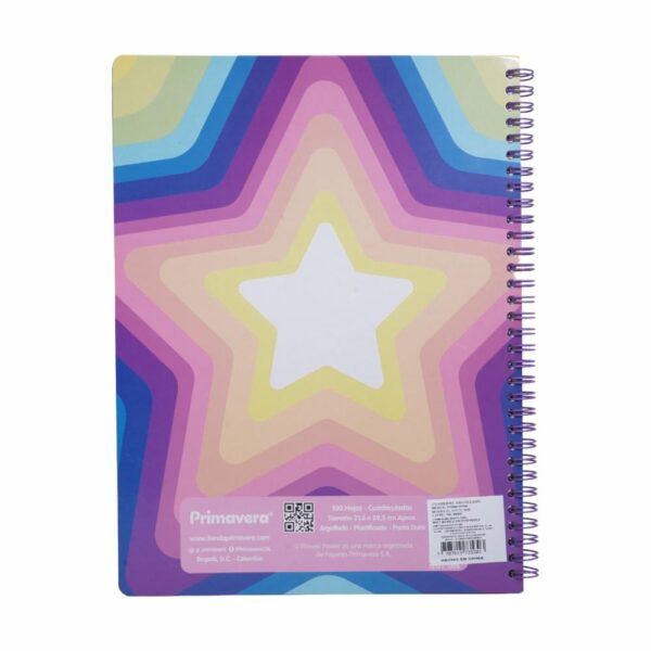 Cuaderno Argollado Cuadros Pasta Sencilla FLOWER POWER 100 Hojas - Imagen 7