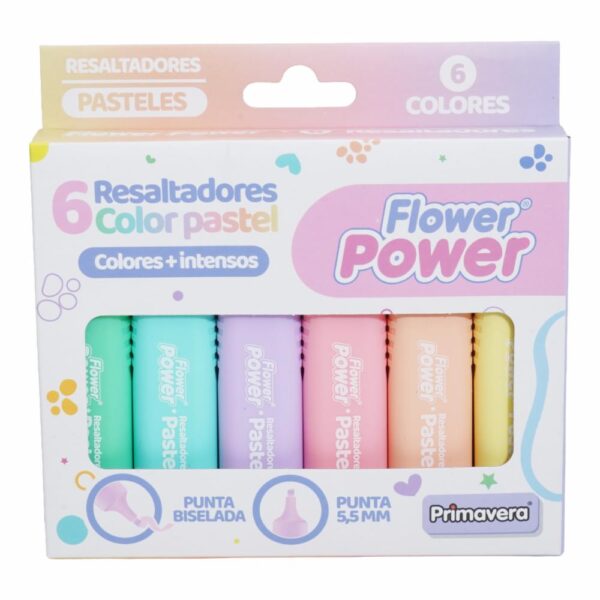 Resaltadores Pastel FLOWER POWER X 6 Uds