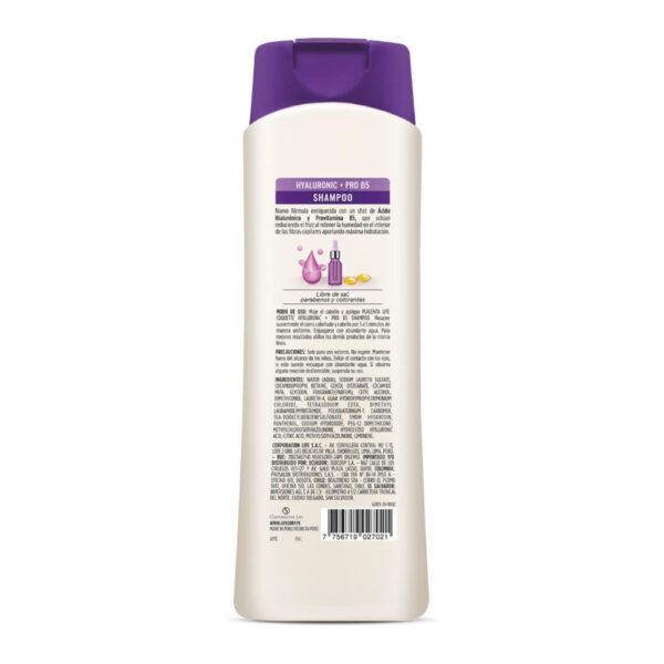 Shampoo Capilar Acido Hialuronico & Pro B5 COQUETTE 400 Ml - Imagen 2