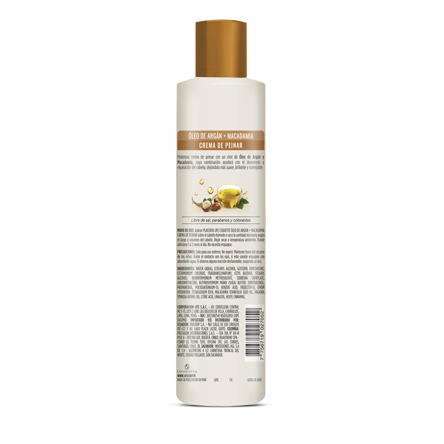 Crema De Peinar Argan & Macadamia COQUETTE 250 Ml - Imagen 2