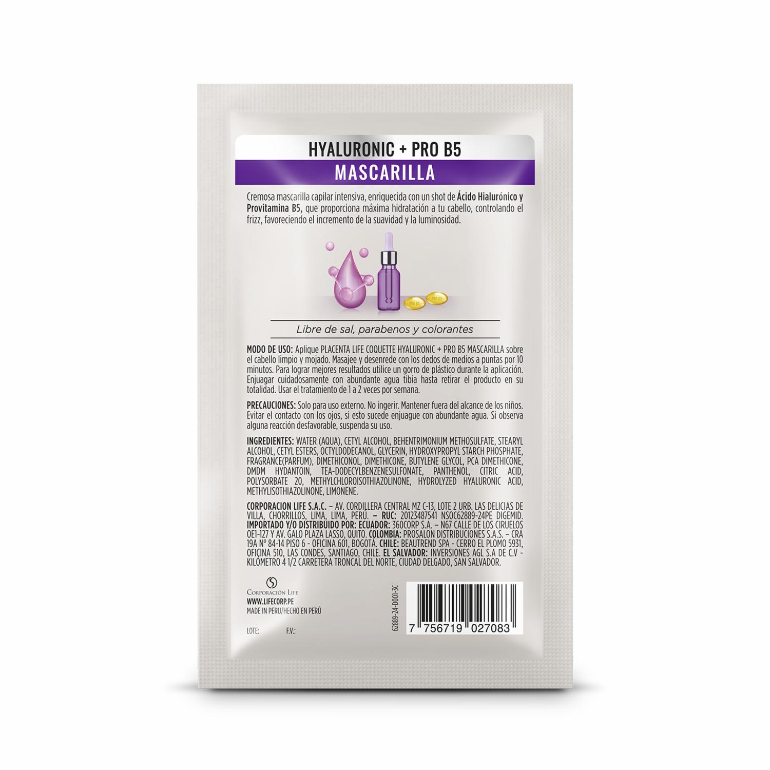 Tratamiento Capilar Acido Hialuronico & Pro B5 COQUETTE 70 Gr - Imagen 2