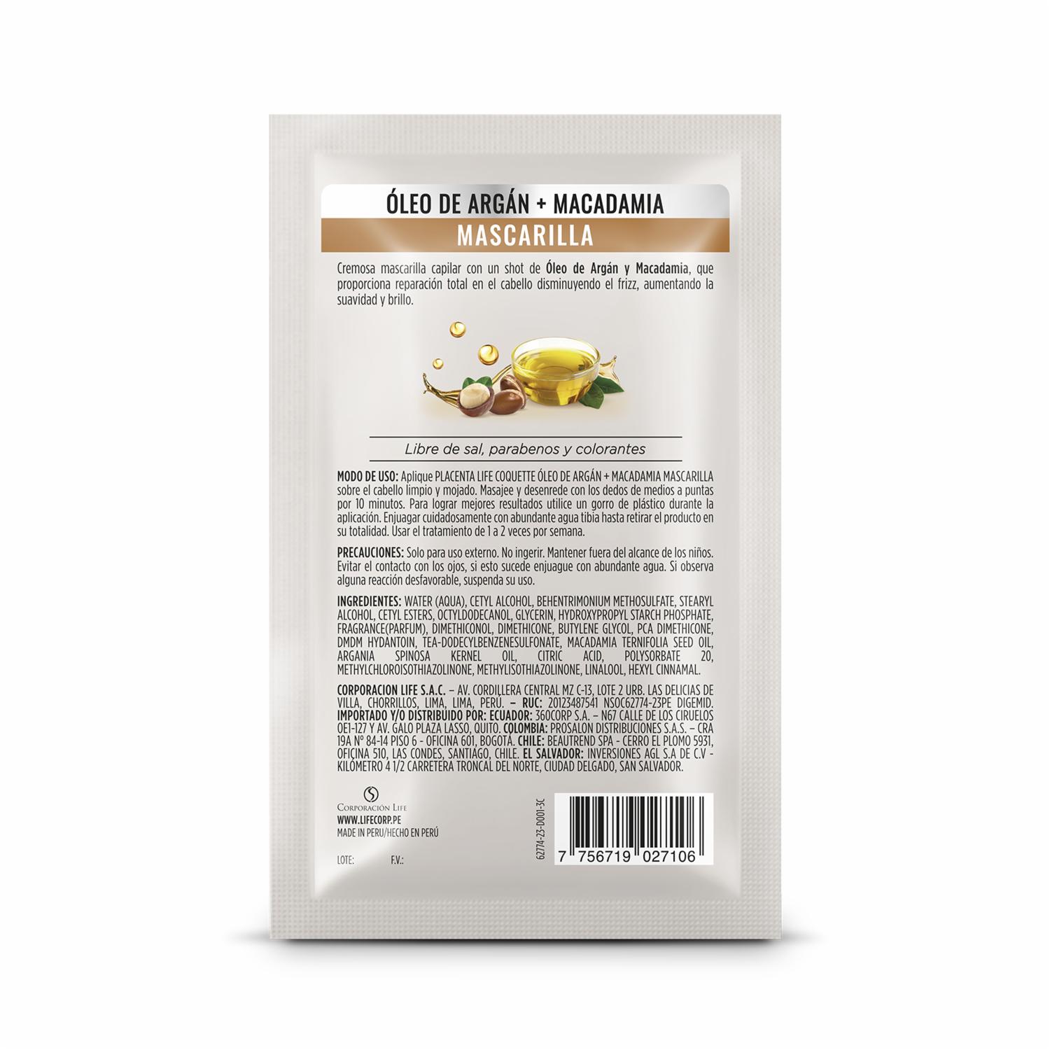 Tratamiento Capilar Argán & Macadamia Sachet COQUETTE 70 Gr - Imagen 2