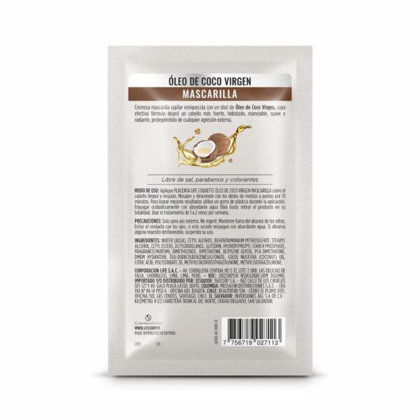 Tratamiento Capilar Óleo De Coco Virgen Sachet COQUETTE 70 Gr - Imagen 2