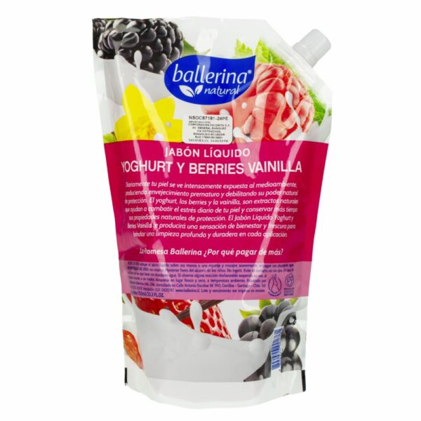 Jabón Líquido Para Manos Yogurt Y Berries Vainilla BALLERINA 750 Ml - Imagen 2