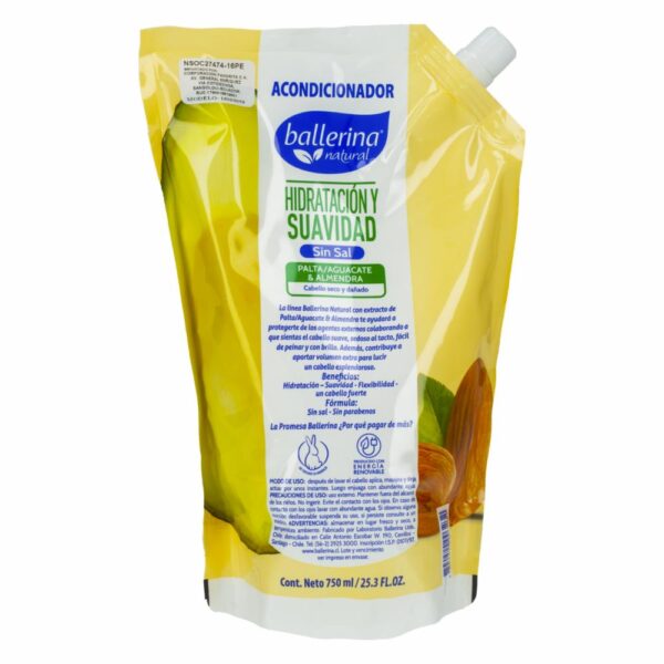 Acondicionardor Sin Sal Palta Y Almendra Doy Pack BALLERINA 900 Ml - Imagen 2