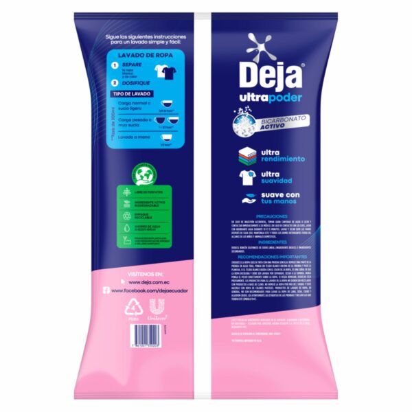 Detergente En Polvo Brisa Ultra Poder Con Suavizante Y Bicarbonato DEJA 5 Kg - Imagen 2