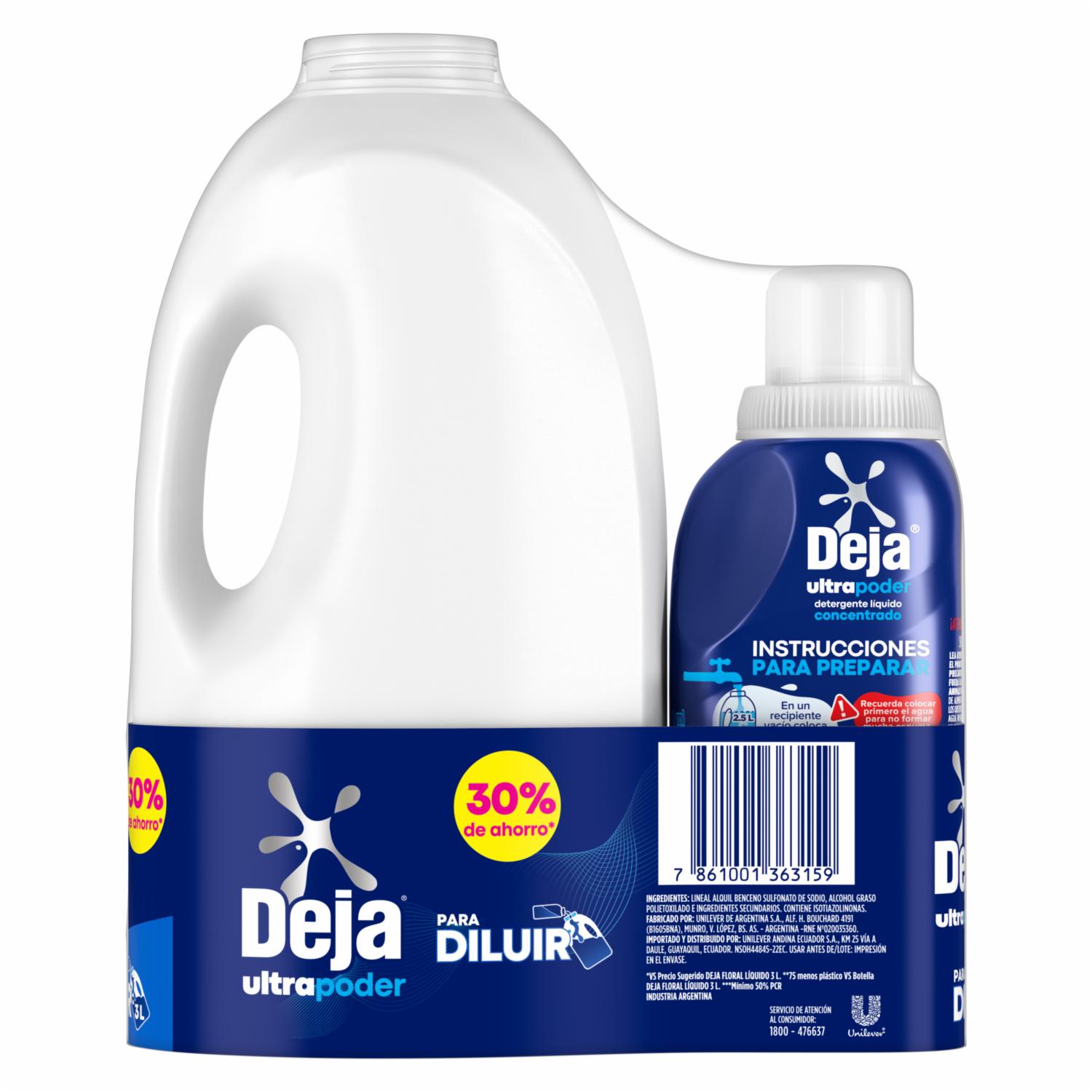 Detergente Liquido Para Diluir Floral Botella DEJA 500 Ml - Imagen 2