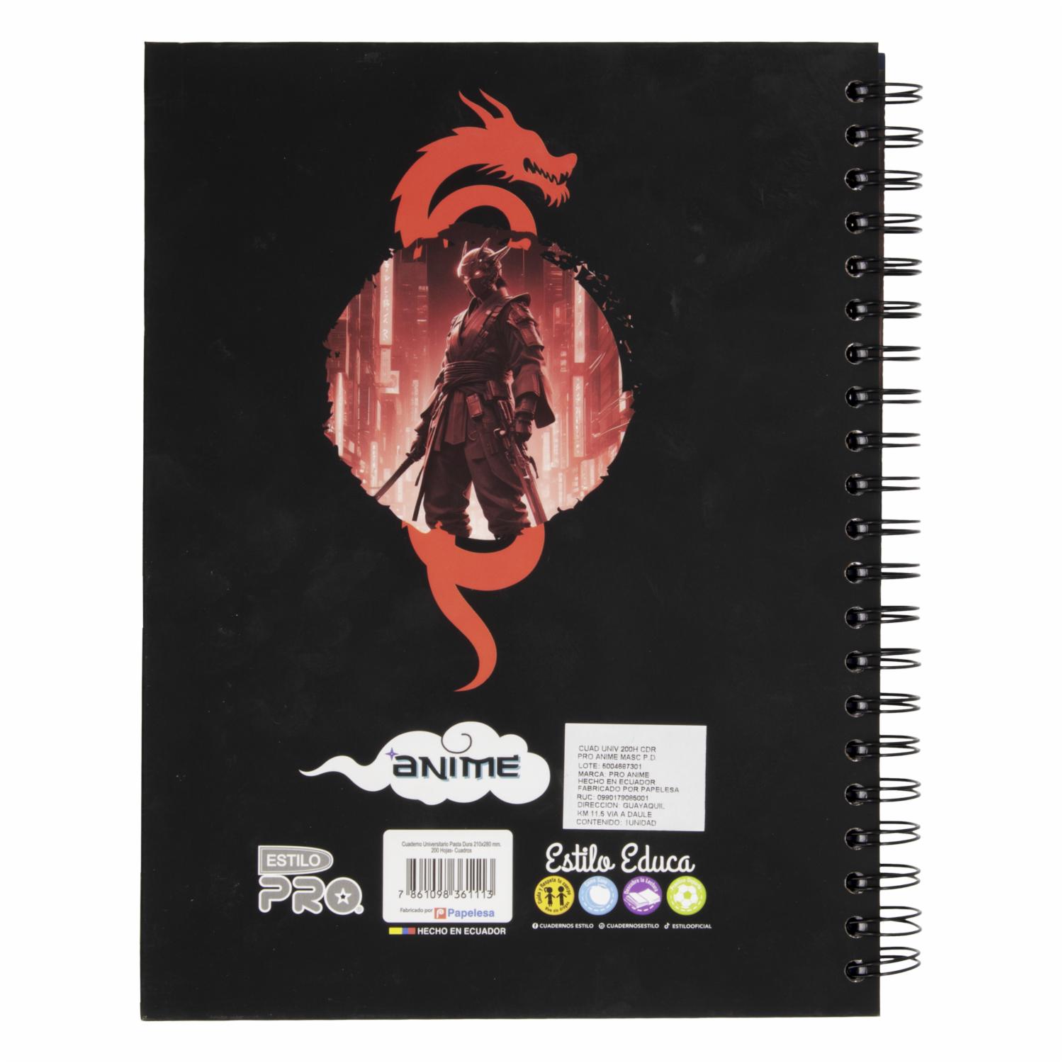 Cuaderno Universitario Cuadros Pro Anime Masculino ESTILO 200 Hojas - Imagen 2