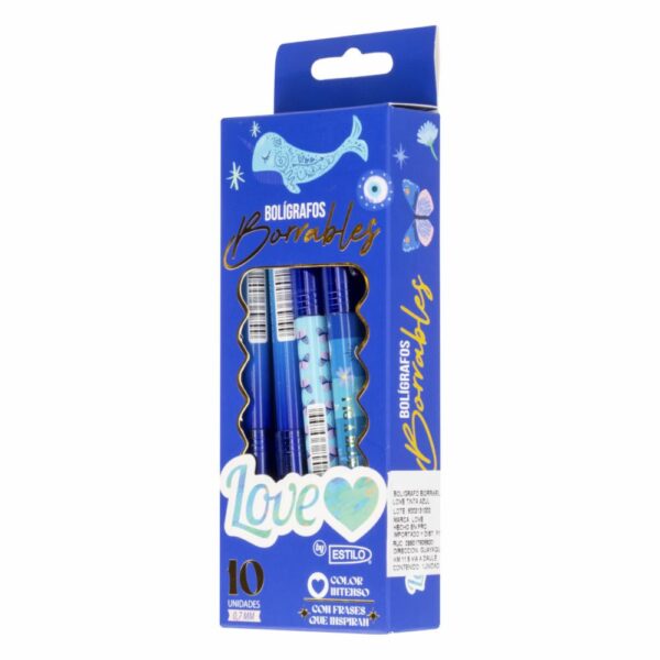 Bolígrafo De Gel Borrable LOVE Azul - Imagen 2